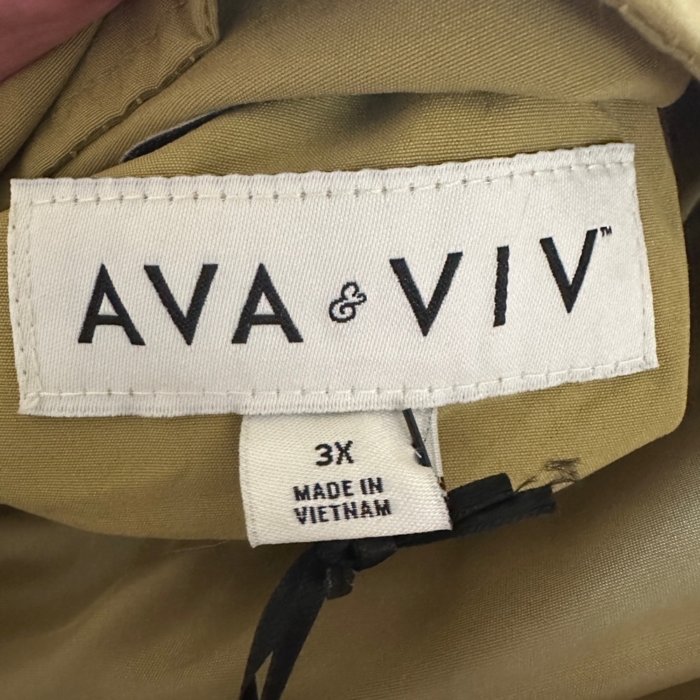 NWT Ava & Viv Light Olive Rain Resistant Coat 3X - Picture 6 of 7